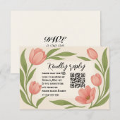Tulip Ever After QR Code RSVP Card Kaartje (Voorkant / Achterkant)