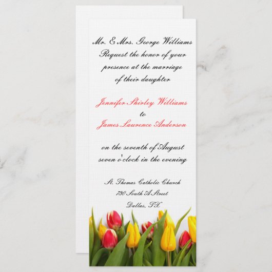 Tulip Faire-part de mariage (Devant / Derrière)