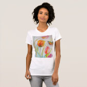 Tulip Fleurs florales d'aquarelle Fleurs T-Shirt f (Devant entier)