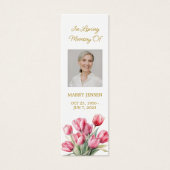 Tulip Floral Photo Funeral Memorial Bookmark (Devant)