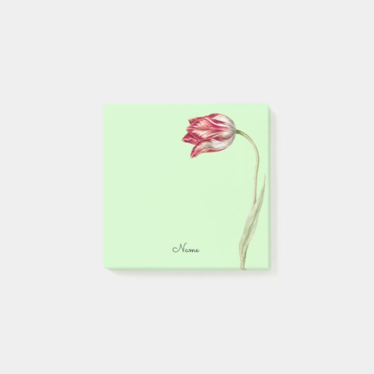 Tulip Flower Art Naam Post It Note Pad (Voorkant)