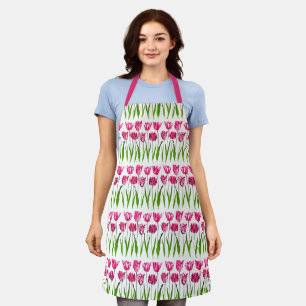 Tulip Garden Print in Fuchsia Pink en Green Schort