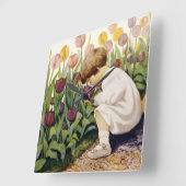 Tulip Garden Vierkante Klok (Hoek)