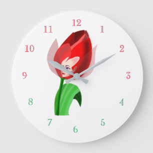 Tulip Girl Clock - Aangepaste kleuren Grote Klok