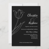 Tulip Invitations de mariage noir et blanc (Devant)