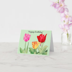 Tulip, Japanse houtsblokkunst, Happy Birthday Kaart