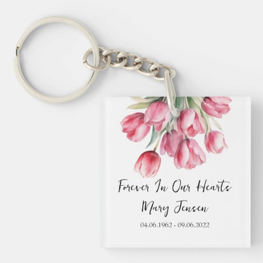 Tulip Memorial Funeral Photo Keychain (Voorkant)