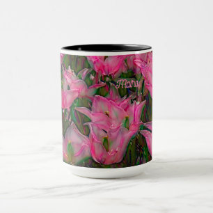 Tulip Mug avec Tulipe rose foncée ouverte