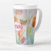 Tulip Orange Red Womans Nom Aquarelle Art Mug (Angle droit)