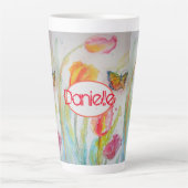 Tulip Orange Red Womans Nom Aquarelle Art Mug (Devant)