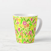  Tulip Pattered Lemon Yellow Spring Flowers Latte Mok (Rechterhoek)