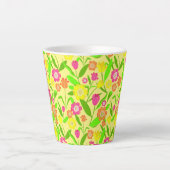 Tulip Pattered Lemon Yellow Spring Flowers Latte Mok (Voorkant)