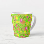 Tulip Pattered Natural Green Spring Flower Latte Mok (Rechterhoek)