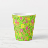 Tulip Pattered Natural Green Spring Flower Latte Mok (Voorkant)