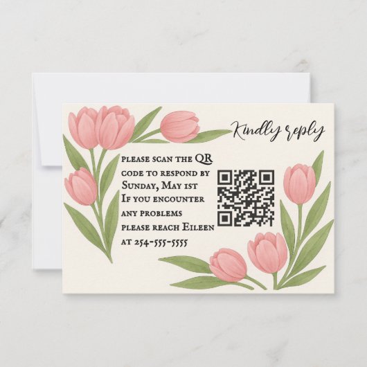 Tulip Samen QR Code RSVP Kaart (Voorkant)