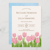 TULIP Save The Date Uitnodiging / Watercolor Bloem (Voorkant / Achterkant)