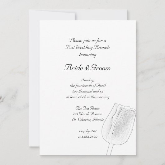 Tulip Sketch Spring Post Mariage Brunch Invitation (Devant)