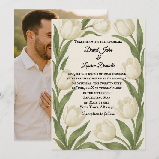 Tulip Sonata Photo Wedding Invitation (Devant / Derrière)