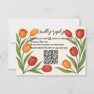 Tulip Veil QR Code RSVP Card Kaartje