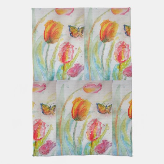 Tulip Waterverf Tea Towel Theedoek (Verticaal)
