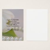 Tulipe blanche et perles Mariage Charity Carte Fav (Devant & derrière)