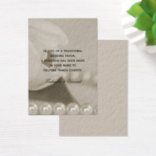 Tulipe blanche et perles Mariage Charity Carte Fav
