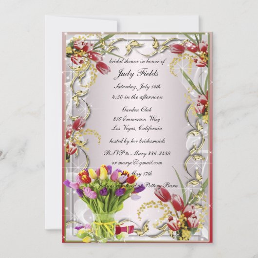 Tulipe colorée Floral Bridal Shower Invitation (Devant)