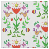 Tulipe d'art populaire et tissu d'oiseaux (fermé)