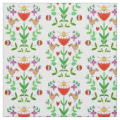 Tulipe d'art populaire et tissu d'oiseaux (Échantillon)