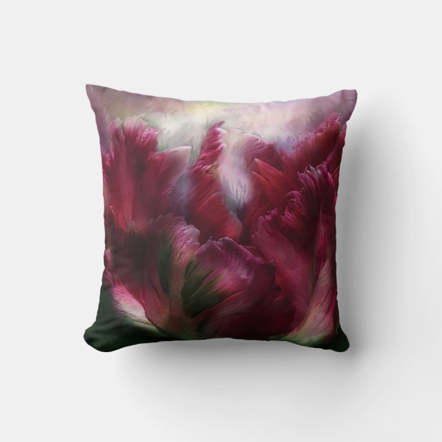 Tulipe de perroquet - Bourgogne - coussin d'art de (Recto)