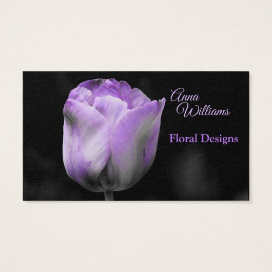 Tulipe florale violette sur fond noir (Dos)