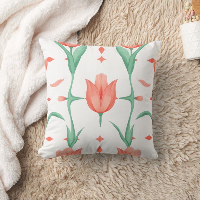 Tulipe Géométrique Oreiller Moderne de Printemps (Couverture)
