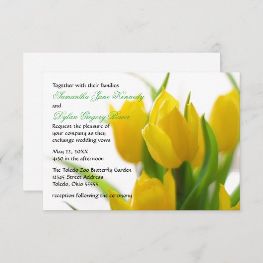 Tulipe jaune - 3x5 Faire-part de mariage (Devant / Derrière)