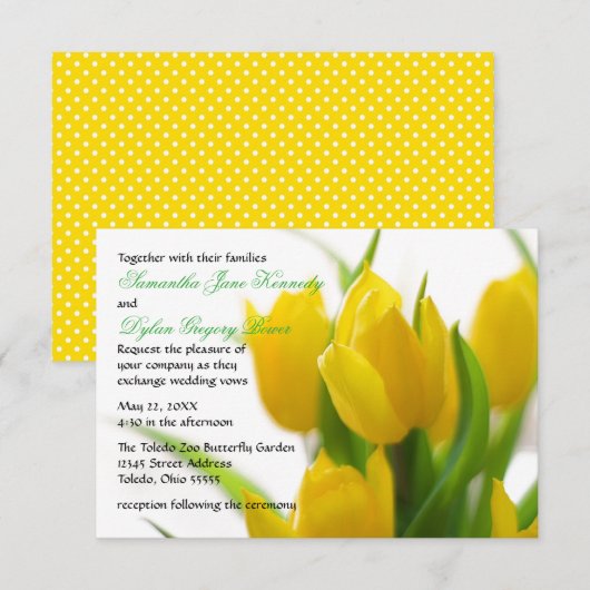 Tulipe jaune - Faire-part de mariage 3x5 (Devant / Derrière)