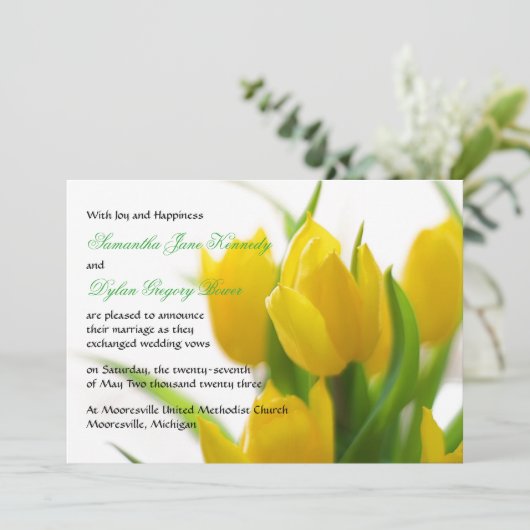 Tulipe Jaune - Faire-part Mariage (Debout devant)