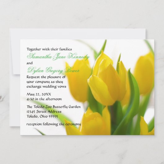 Tulipe jaune - Invitation de mariage (Devant)