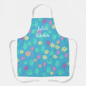 Tulipe personnalisée tablier bleu rose jaune (Recto)
