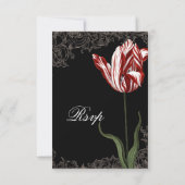 Tulipe rayée rouge et blanche - Faire-part de mari (Dos)