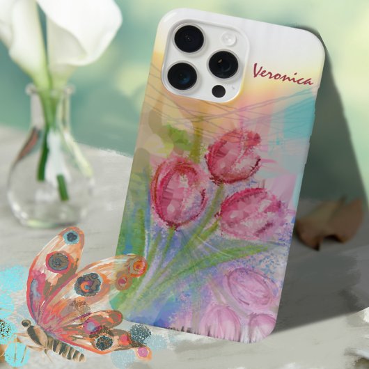 Tulipe rose aquarelle