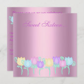 tulipe rose brillant doux 16 invitation (Devant / Derrière)