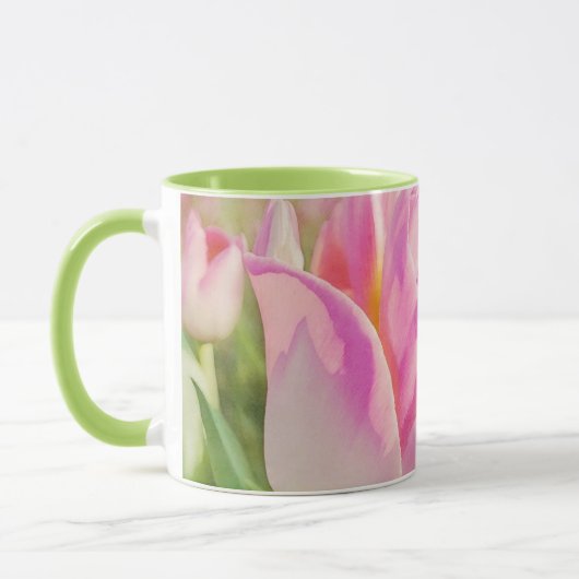 Tulipe rose Fleurs Jardin Art Mug Cup (Gauche)