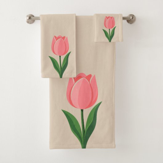 Tulipe rose moderne sur fond beige clair (En situation)