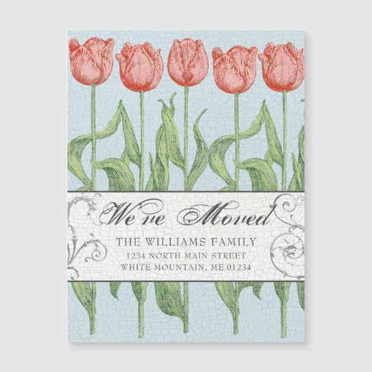 Tulipe rose Ressort Floral Moving Faire-part (Devant)