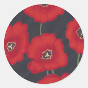 Tulipe rouge vif sur Noir, Stickers