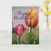 Tulipe Tulipe Fleur rose rouge Carte d'anniversair (Fleur jaune)