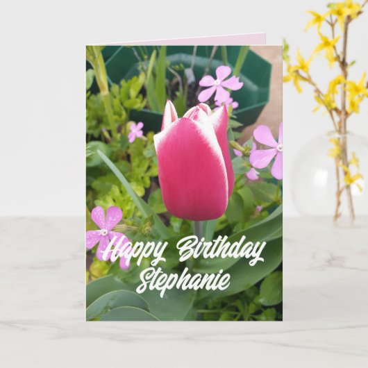 Tulipe Tulipe Fleur rose rouge Carte d'anniversair (Fleur jaune)