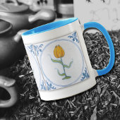 Tulipe vintage Carreaux Art Bleu Blanc Café Mug