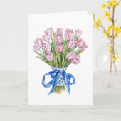 Tulipes à l'arc bleu de style chinois Fleurs Carte (Fleur jaune)