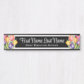 Tulipes Arc-en-ciel Fleur Porte Signes Nom Plaque (Devant)