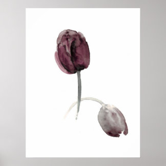 Tulipes blanc poster fleurs violettes